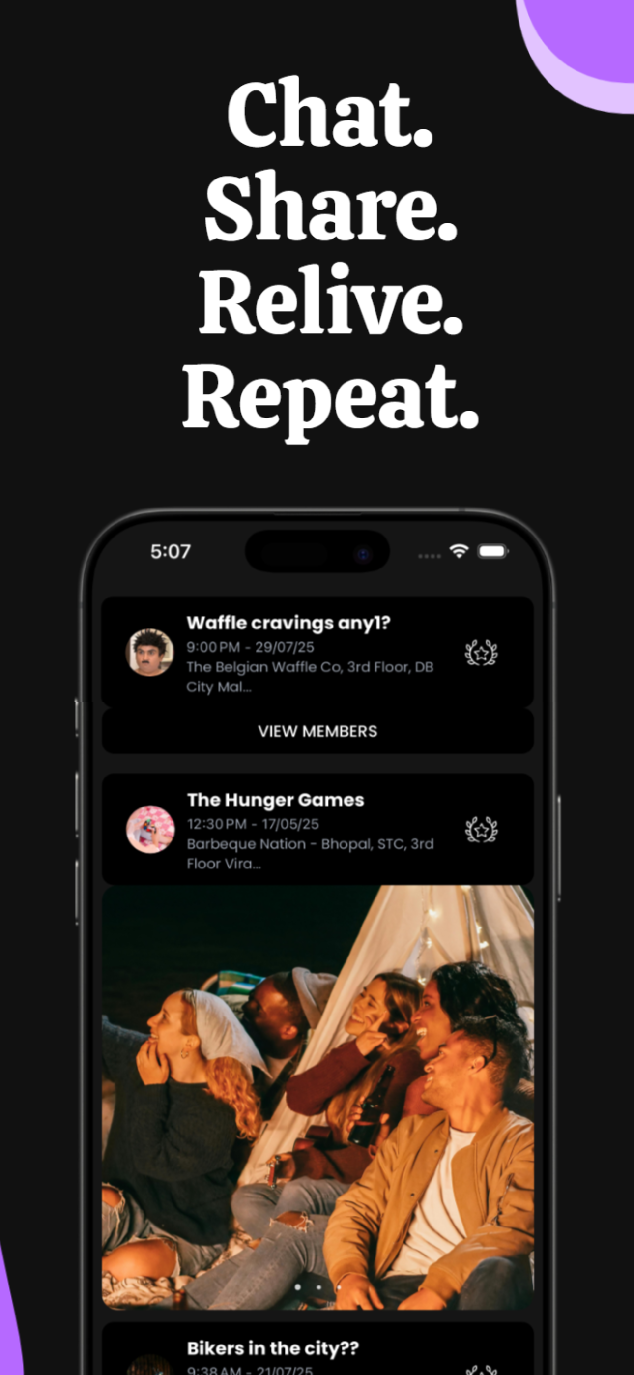 Extroverts app screenshot 6 — social discovery, events, party hangout